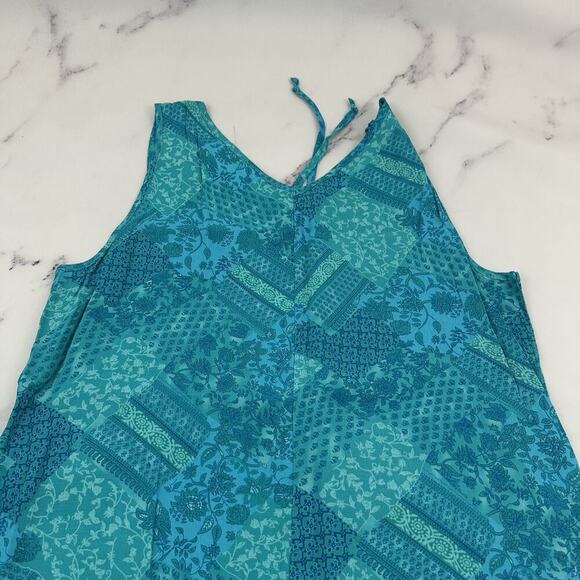 Millers Womens Vintage Y2k Maxi Dress Size 16 Blue Green Patchwork Floral - Picture 7 of 9